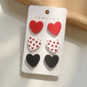 FREE with Purchase - Three Pairs of Heart Stud Earrings - Valentines - NEW